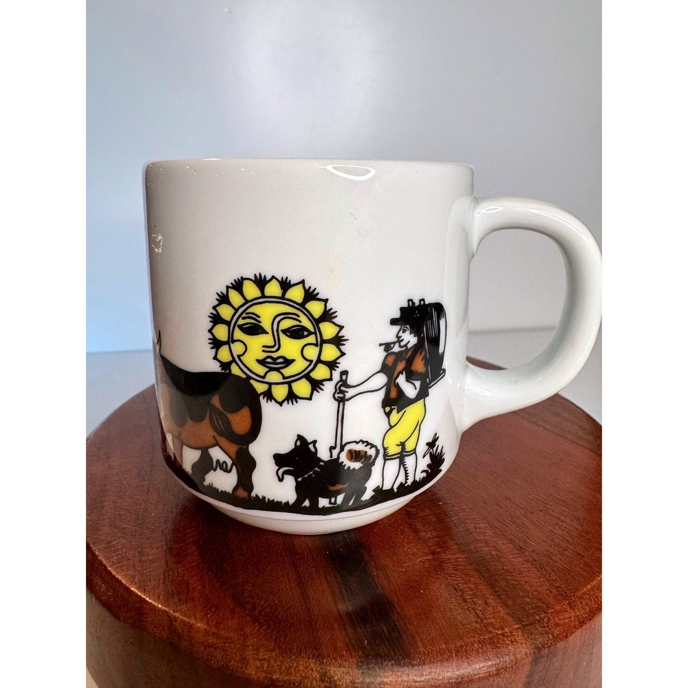 Vintage Swiss Langenthal "Life in the Alps" Porcelain Mug‎ Folk Art Design